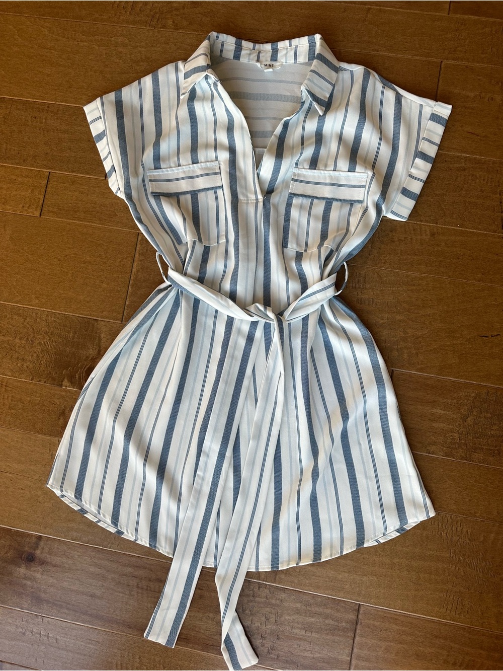 Striped Blue & White Womens Shirt Dress